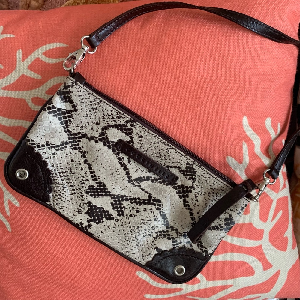 Coccinelle Zippered Soft Clutch With Python Embos… - image 6